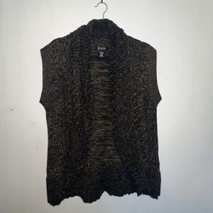 Jenny Sweater Vest Modern Stylish Black & Brown‎ Size 2X (Fits Like 1X)